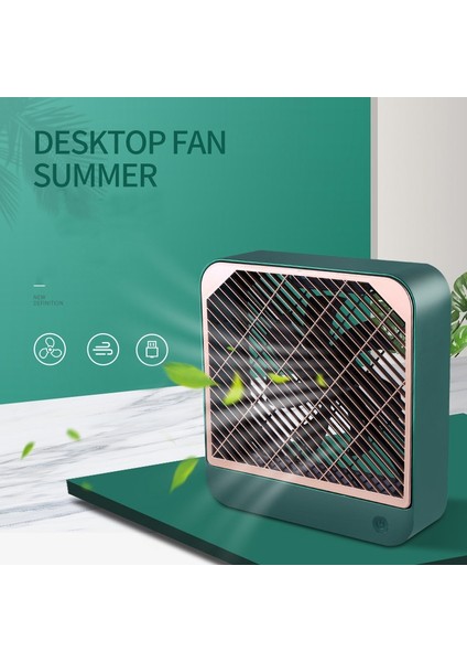 Masaüstü Kare Fan Mini Elektrikli Taşınabilir Yurt USB Spor Ev Ofisi (Yeşil) (Yurt Dışından)