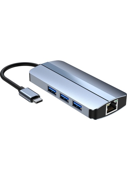 6'sı 1 Arada USB C Hub Yerleştirme Istasyonu Tip C USB Hub Usb3.0 RJ45 1000MBPS Sd Tf Kart Okuyucu Pd 100W Şarj Cihazı -Uyumlu (Yurt Dışından)