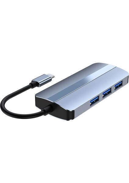 6'sı 1 Arada USB C Hub Yerleştirme Istasyonu Tip C USB Hub Usb3.0 RJ45 1000MBPS Sd Tf Kart Okuyucu Pd 100W Şarj Cihazı -Uyumlu (Yurt Dışından)