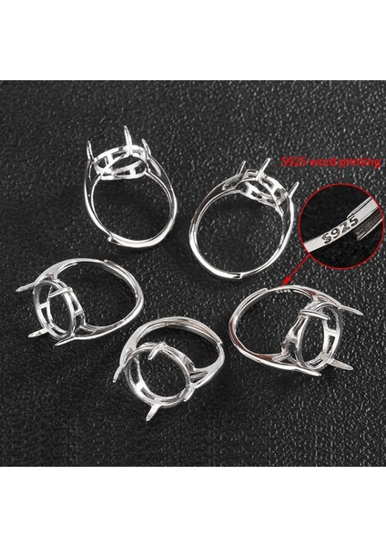 Gümüş Renk Ayarlanabilir Boş Halka Tabanı Fit Cam Cabochons Cameo Ayarı Dıy Yüzük Takı Yapımı Aksesuarları 5 mm (Yurt Dışından) fırsatları
