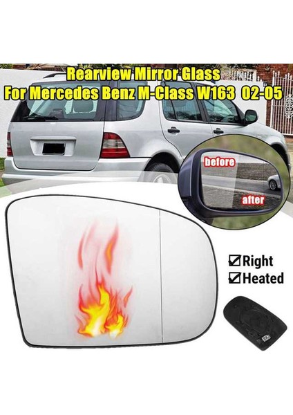 Sürücü Sağ Yan Dikiz Isıtmalı Ayna Camı - M-Serisi W163 ile Uyumlu 2002 2003 2004 2005 (Yurt Dışından) indirimleri