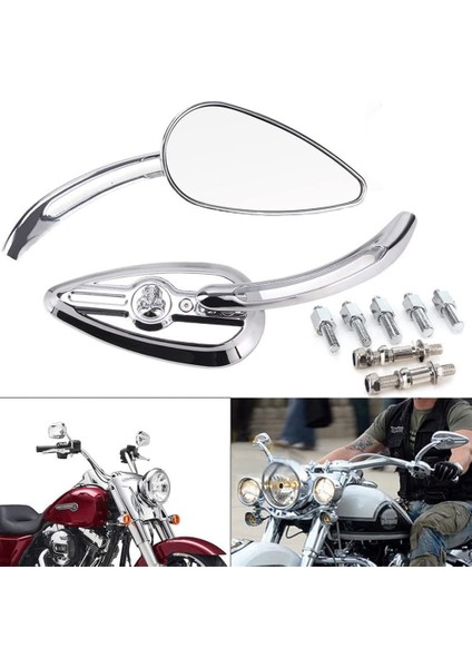 Çift Kafatası Dikiz Aynaları Motosiklet Alüminyum Yan Dikiz Aynası Sportster Softail Cruiser ile Uyumlu (Yurt Dışından) fiyatları