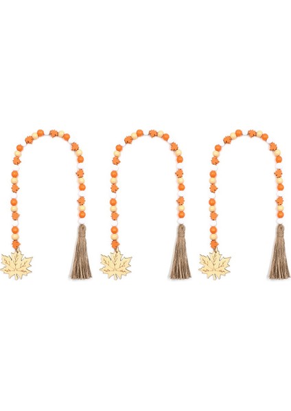 Halat Püsküller Boncuklu Akçaağaç Yaprakları, Ahşap Boncuk ve Sicim Dıy Ev Dekorasyon Kolye (Yurt Dışından)