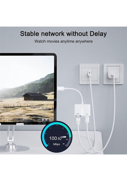 USB C - Ethernet Adaptörü, Pd 60W Şarj Cihazı ile USB Tip C - RJ45 Gigabit Ethernet Lan Adaptörü, /pro ile Uyumlu (Yurt Dışından)