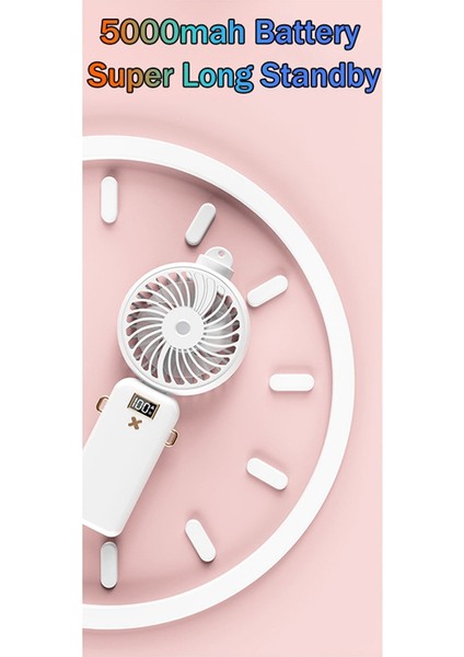 El Fanı, Kordonlu Taşınabilir Fan, 5 Hız Seviyesi Seyahat Dış Mekan Beyaz Için Kişisel Katlanabilir Masa (Yurt Dışından)