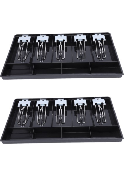 2x 5-Izgara Para Nakit Para Kayıt Ekleme Tepsisi Değiştirme Kasiyer Çekmece Depolama Kayıt Tepsisi Kutusu Sınıflandır Mağaza (Yurt Dışından)