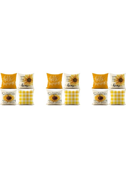 Yaz Yastık Kılıfları 18X18 12 Çiftlik Evi Atmak Yastıklar Yaz Süslemeleri Buffalo Ayçiçeği Yastık Kılıfı Set (Yurt Dışından)