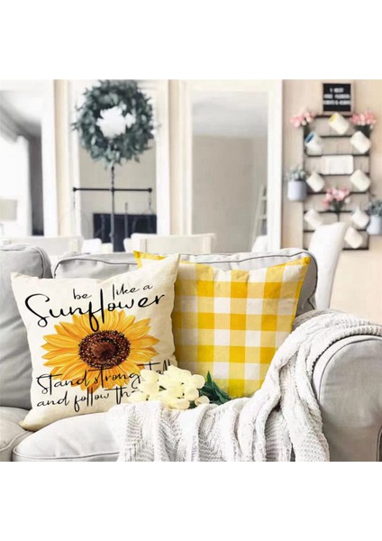 Yaz Yastık Kılıfları 18X18 12 Çiftlik Evi Atmak Yastıklar Yaz Süslemeleri Buffalo Ayçiçeği Yastık Kılıfı Set (Yurt Dışından)