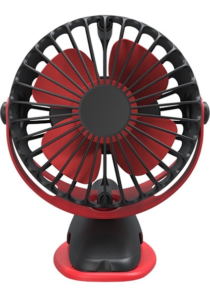 Kırmızı Taşınabilir Soğutma USB Fan 4 Hız 360 Derece Çok Yönlü Dönüş Şarj Edilebilir Hava Şarj Masaüstü Klipsi (Yurt Dışından)