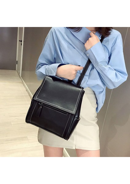 Ins Kolej Rüzgar Sırt Çantası Kore Versiyonu Bayanlar Vahşi Çok Amaçlı Moda Basit Sırt Çantası Kampüs Eğlence Sırt Çantası Siyah (Yurt Dışından) indirimleri