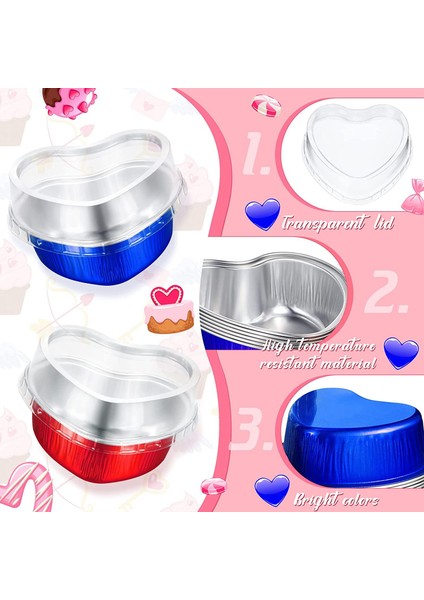 100 Takım Alüminyum Folyo Kek Tava Kalp Şeklinde Cupcake Kapaklı Bardak 100 Ml/3.4 Ons Tek Kullanımlık Kalp Mini Bakeware Tavalar (Yurt Dışından) modelleri
