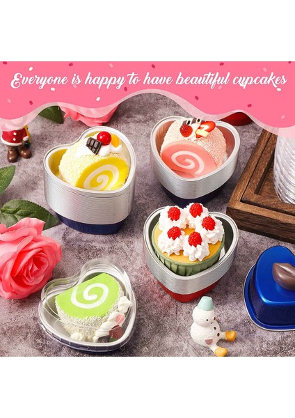 100 Takım Alüminyum Folyo Kek Tava Kalp Şeklinde Cupcake Kapaklı Bardak 100 Ml/3.4 Ons Tek Kullanımlık Kalp Mini Bakeware Tavalar (Yurt Dışından) fırsatları