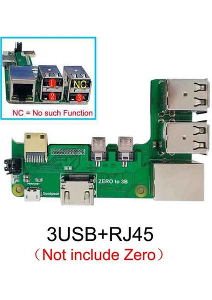 Zero 2W - 3b Arayüz Adaptörü Zero - Pi3 Genişletme Kartı + USB Kablosu Pi0 3usb Hub RJ45 Hat ile Uyumlu (Yurt Dışından)