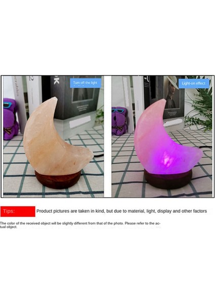Himalayalar Kristal Tuz Lambası USB LED Ay Şeklinde Tuz Kristal Lamba Kristal Dekoratif Lamba Atmosfer Atmosfer Lambası (Yurt Dışından) indirimleri
