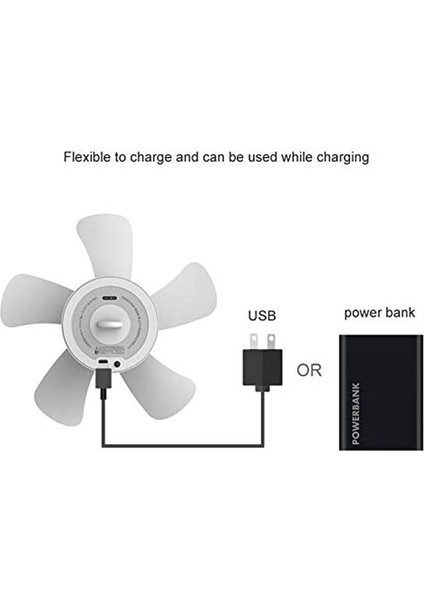 Şarj Edilebilir Çadır Tavan Vantilatörü, 8000 Mah Pille Çalışan USB Uzaktan Kumanda Zamanlama 4 Hızlı Pavilion Açık Kamp Fanı (Yurt Dışından)