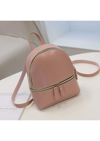 Pu Sırt Çantası Tek Omuz Çapraz El Çantası Küçük Çanta Moda Trendi Çanta Pembe (Yurt Dışından)
