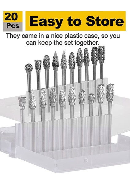 30 Adet Çift Kesim Titanyum Karbür Döner Çapak Seti - 1/8 Inç (3mm) Sap ve 1/4 Inç (6mm) Kafa Boyutu Tungsten Karbür (Yurt Dışından)