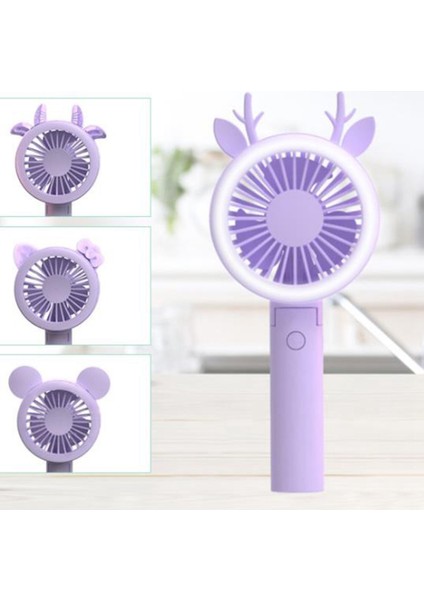 Şarj Edilebilir Fan Hava Soğutucu Kumandalı El Tipi USB Düz Renk Taşınabilir Masaüstü Ev Ofis Fanı, Mor (Yurt Dışından)
