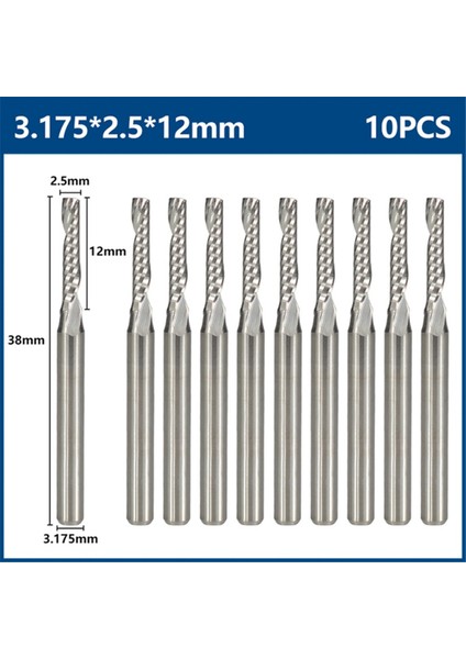 10 Adet Cnc Freze Uçları Seti, Ahşap, Pvc, Mdf, Parke Için Karbür Düz Burun Uç Değirmeni (Yurt Dışından)