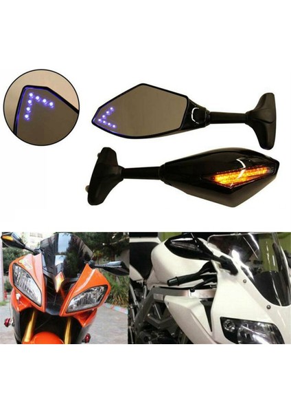 1 Çift Motosiklet LED Dikiz Aynası Işık ile Uyumlu Yzf R1 R6 Fz1 Fz6 600R R3 LED Geri Vites Aynası (Yurt Dışından)