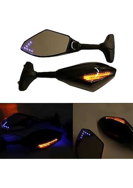 1 Çift Motosiklet LED Dikiz Aynası Işık ile Uyumlu Yzf R1 R6 Fz1 Fz6 600R R3 LED Geri Vites Aynası (Yurt Dışından)