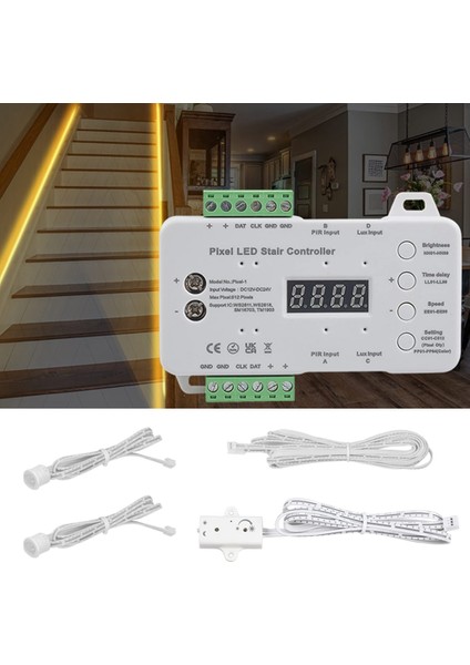 Hareket Sensörlü LED Merdiven Piksel Işık Kontrol Cihazı Rgb LED Kontrol Cihazı, Gün Işığı Sensörlü Merdiven Aydınlatma Kontrol Cihazı (Yurt Dışından)