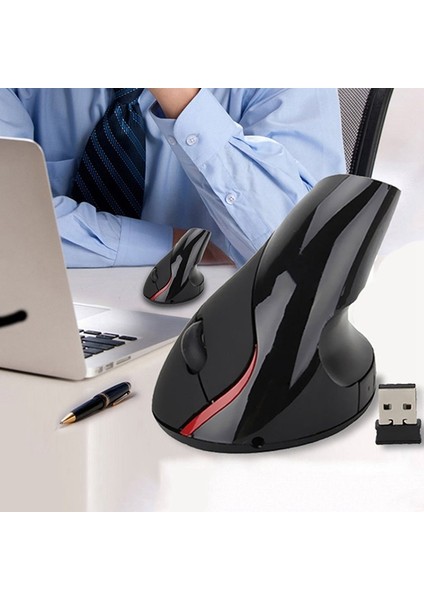 2.4 Ghz Kablosuz Dikey Ergonomik Optik Şarj Edilebilir 5d 2400DPI Oyun Faresi Siyah (Yurt Dışından)