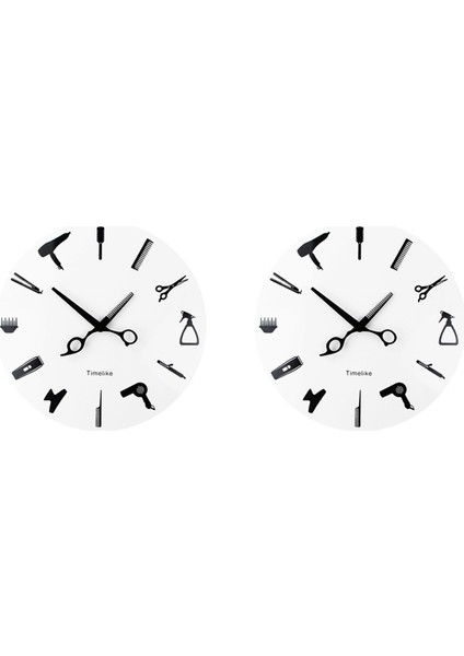 2x Timelike Berber Stilist Araçları Duvar Saati Modern 3D Kuvars Geçmeyen Güzellik Kuaför Saatleri Izle (Yurt Dışından)