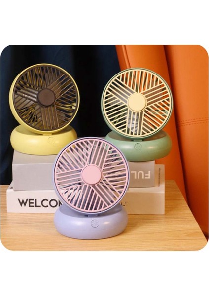 Taşınabilir USB Masa Fanı Şarj Edilebilir Ayarlanabilir Açı Mini Masa Küçük Soğutma Fanları -Sarı (Yurt Dışından)