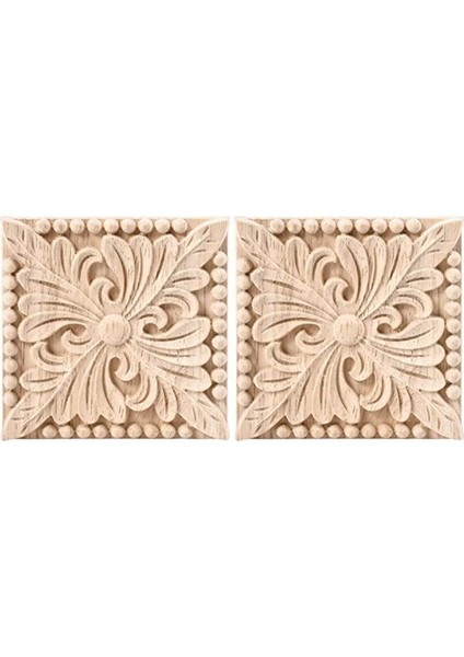 4 Paket Ahşap Oyma Aplike Onlay Kare Oyma Çıkartması Boyasız Çiçek Kapı Dolabı Mobilya Dekorasyonu 3.94X3.94INCH (Yurt Dışından)