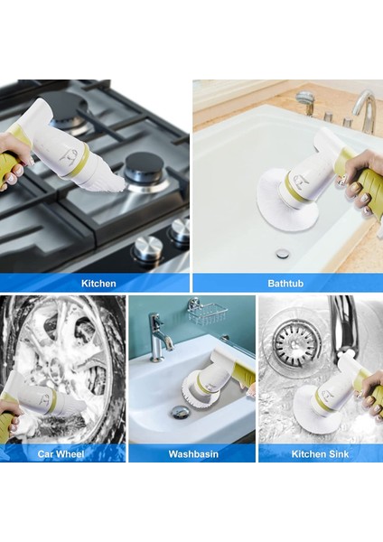 El Küvet Fırçası Mutfak Banyo Lavabo Temizleme Aracı Tuvalet Küvet Temizleme Elektrikli Scrubber Gri Abd Plug (Yurt Dışından)