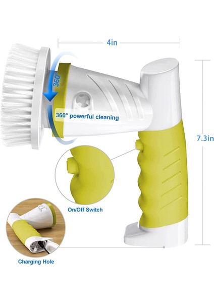 El Küvet Fırçası Mutfak Banyo Lavabo Temizleme Aracı Tuvalet Küvet Temizleme Elektrikli Scrubber Gri Abd Plug (Yurt Dışından)