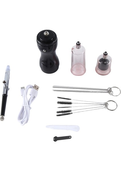 Kompresörlü Airbrush Kiti 30PSI Airbrush Dıy Boyama, Kek Dekoru, Çerez-Siyah Için Taşınabilir Akülü Airbrush (Yurt Dışından)