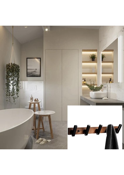 Portmanto Duvara Montaj, 5 Kanca, Mont Asmak Için Ceviz Ceket Kancaları, Sırt Çantaları, Şapkalar, Vb. Giriş Yolu, Banyo, Yatak Odası Için Kancalar (Yurt Dışından) modelleri