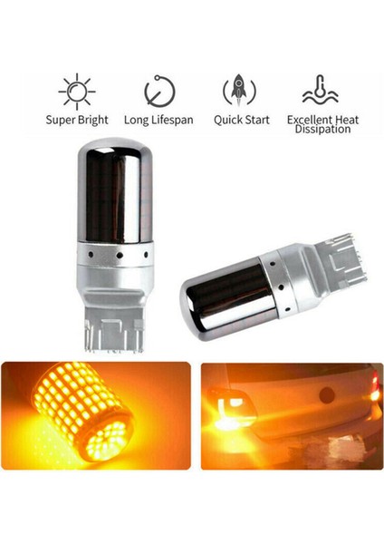 6 Adet Krom 7440 T20 144SMD Amber Canbus Hata Ücretsiz LED Lamba Ampul Dönüş Sinyali Işık (Yurt Dışından)