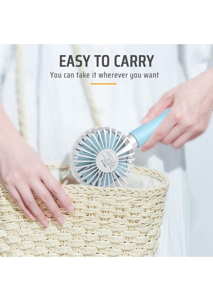 Elde Taşınabilir USB Fan, Taşınabilir Mini Fan Şarj Edilebilir Pil, Ofis/dış Mekan/spor/ev/seyahat/kamp Için Masa - Mavi (Yurt Dışından)