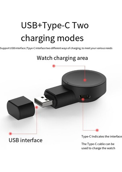 Galaxy Watch 5/4/3 Watch 3 Active 2 Taşınabilir USB Bağlantı Noktası Şarj Standı ile Uyumlu Kablosuz Cep Saati Şarj Cihazı Dock'u (Yurt Dışından)