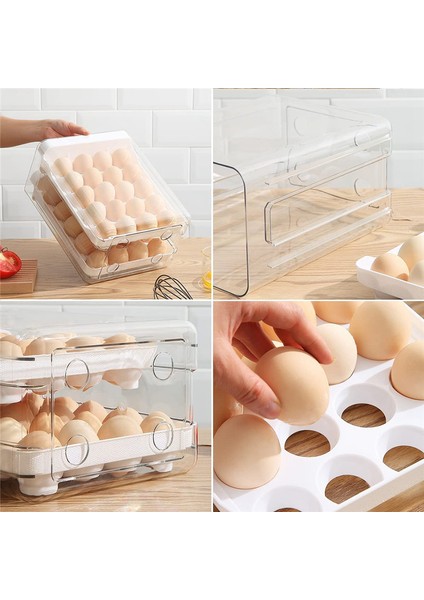 Хранение Продукции,buzdolabı Için Yumurta Kabı, 40 Izgaralı/2 Katlı Buzdolabı Için Yumurta Tutucu, Buzdolabı Için Yumurta Çekmecesi, Yumurta Tazelik Kutusu (Yurt Dışından) indirimleri
