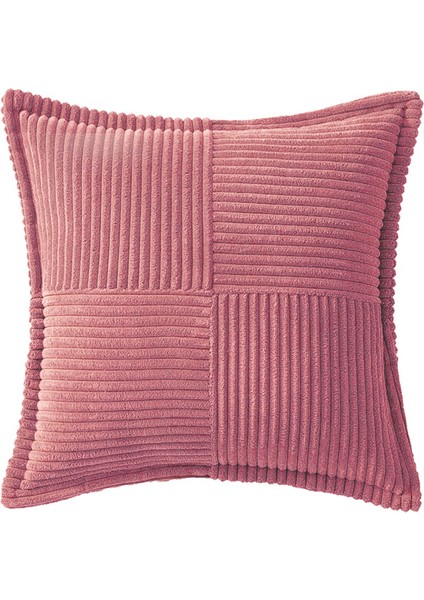 Fitilli Kadife Yastık Kılıfları Yumuşak Kanepe Yastık Kılıfları Geniş Kenar Çizgili Dekoratif Dokulu Kırlentler Pembe (Yurt Dışından)