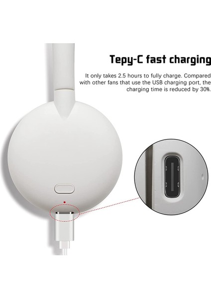 Boyun Fanı, Taşınabilir Asma Fanı Şarj Edilebilir, Kişisel Soğutma ve Şık Kulaklık Tasarımı Beyaz (Yurt Dışından)
