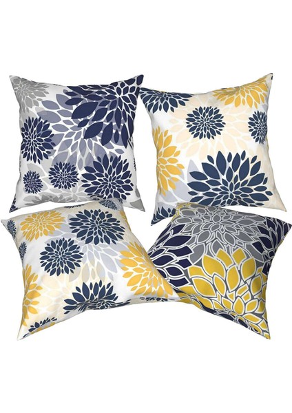 8x Atmak Yastık Kapakları 18X18 Inç Lacivert Altın Büyük Boy Çiçek Geometri Kare Yastık Yastık Kılıfları (Yurt Dışından) fiyatları