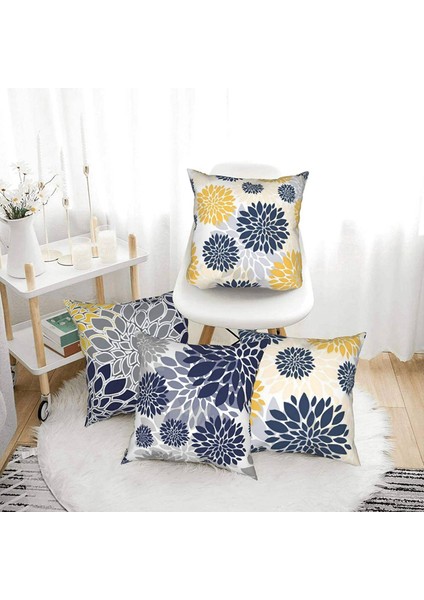 8x Atmak Yastık Kapakları 18X18 Inç Lacivert Altın Büyük Boy Çiçek Geometri Kare Yastık Yastık Kılıfları (Yurt Dışından) modelleri