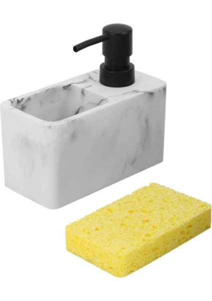 Pres Tipi Bulaşık Deterjanı Şişesi Deterjan Dispenseri Banyo Lavabo Mutfak Sabunluk Bulaşık Fırçası Sünger ile (Yurt Dışından)