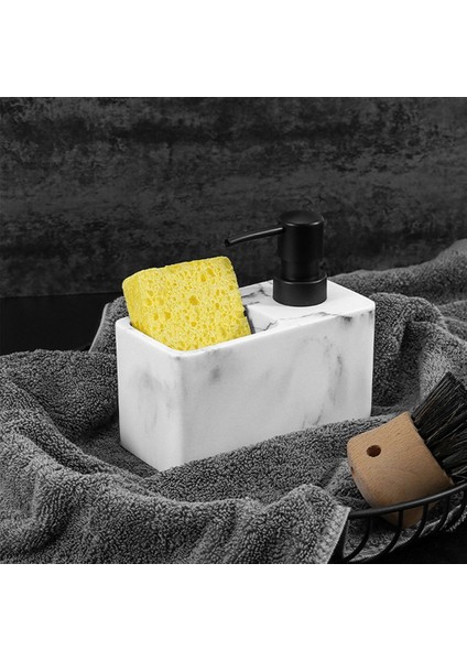 Pres Tipi Bulaşık Deterjanı Şişesi Deterjan Dispenseri Banyo Lavabo Mutfak Sabunluk Bulaşık Fırçası Sünger ile (Yurt Dışından)