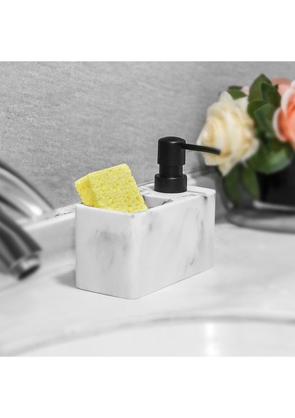 Pres Tipi Bulaşık Deterjanı Şişesi Deterjan Dispenseri Banyo Lavabo Mutfak Sabunluk Bulaşık Fırçası Sünger ile (Yurt Dışından)