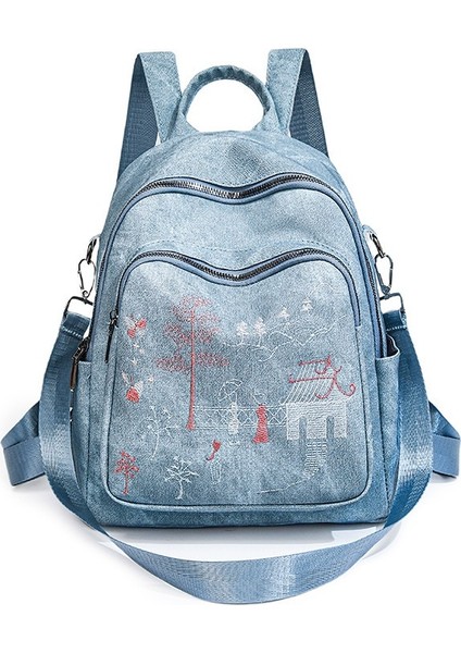 Şık ve Çok Yönlü Işlemeli Baskılı Hafif Seyahat Sırt Çantası (Yurt Dışından)