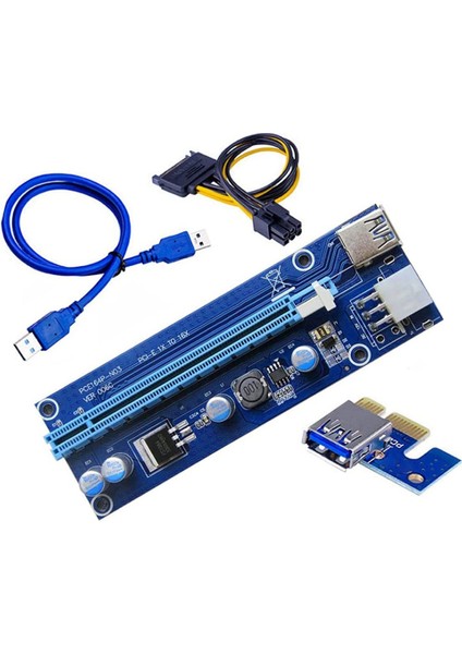 006C Pcie 1x A 16X Express Yükseltici Kart Grafik Pci-E Yükseltici Genişletici 60 cm USB 3.0 Kablo Sata A 6pin Güç Para Btc Madencilik (Yurt Dışından)