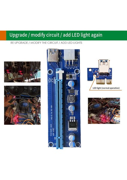 006C Pcie 1x A 16X Express Yükseltici Kart Grafik Pci-E Yükseltici Genişletici 60 cm USB 3.0 Kablo Sata A 6pin Güç Para Btc Madencilik (Yurt Dışından)