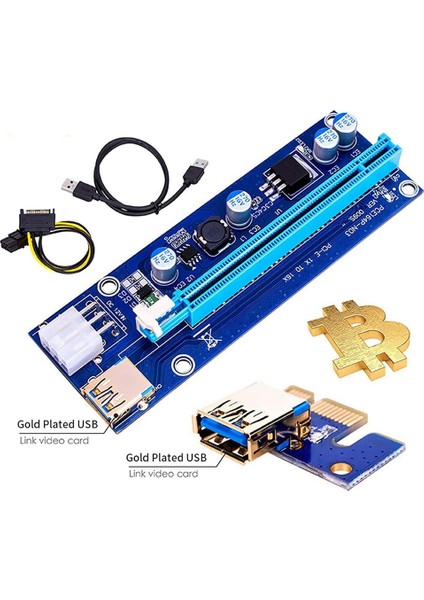 006C Pcie 1x A 16X Express Yükseltici Kart Grafik Pci-E Yükseltici Genişletici 60 cm USB 3.0 Kablo Sata A 6pin Güç Para Btc Madencilik (Yurt Dışından)