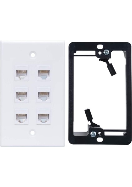 Cat6 Duvar Plakası 6 Bağlantı Noktalı, 1 Grup Alçak Gerilim Montaj Braketi ile CAT5E, Cat6, CAT6A, Cat7 Ağ Kabloları ile Uyumlu, Beyaz (Yurt Dışından)